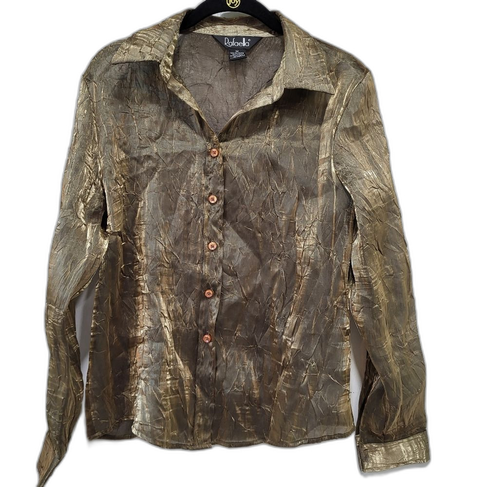 2/$30 Sheer Gold Blouse Medium